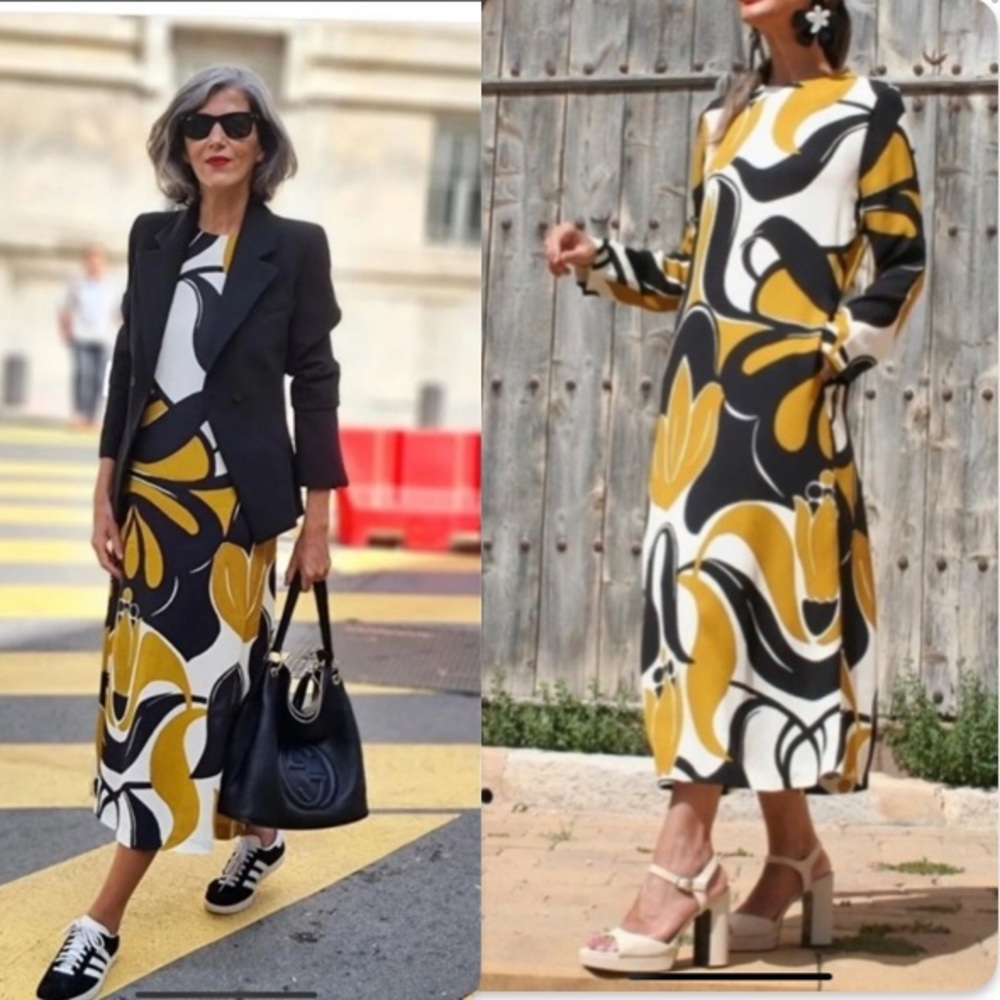 ZARA PRINTED LONG DRESS - Picture 6 of 7